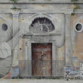 Arte urbano_Propuesta en Napoles 96x 192 cm Collage fotografico-oleo-lienzo 2016