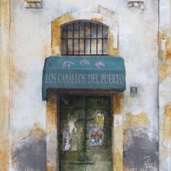 La huella del tiempo. Casa de Indias_Los caballos del puerto,Óleo collage lienzo.46x33 cm (2)